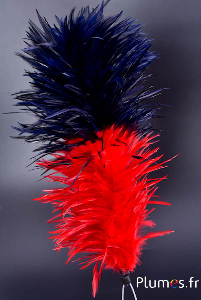 Pluim haan met ring - hoogte 40 cm - rood-nachtblauw